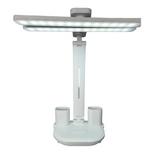 White LED Adjustable Desk Lamp with Dual Pen Holders NIB